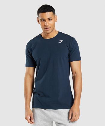 Gymshark Essential T Shirts Herr Marinblå | SE 3876GSO